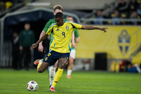 Alexander Isak of Sweden scores the 4-0 goal