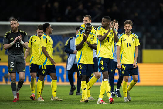 Ken Sema, Alexander Isak and Anton Salétros of Sweden