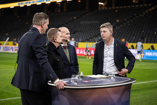 Head coach Jon Dahl Tomasson of Sweden is interviewed in