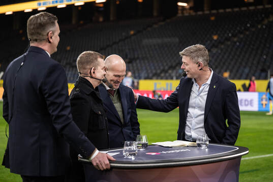 Head coach Jon Dahl Tomasson of Sweden is interviewed in
