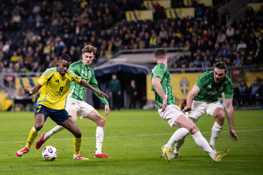 Alexander Isak of Sweden against Isaac Price, Jordan