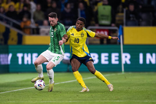 Jordan Thompson of Northern Ireland and Niclas Eliasson of