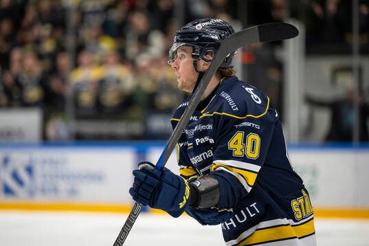 HV71s Oskar Stål-Lyrenäs jublar