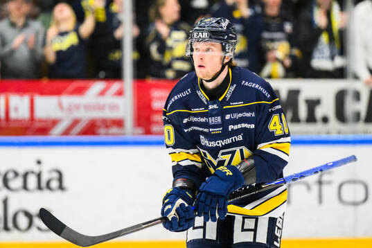 HV71s Oskar Stål-Lyrenäs jublar
