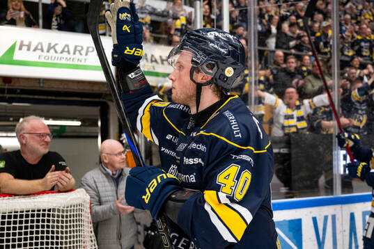 HV71s Oskar Stål-Lyrenäs jublar