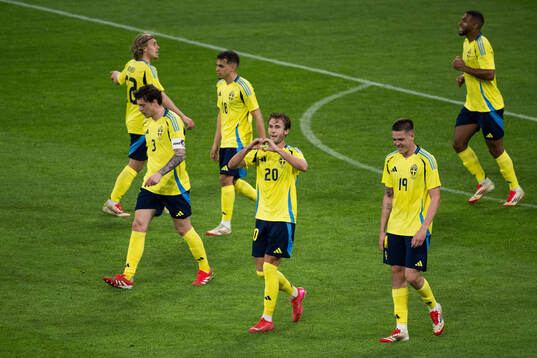 Benjamin Nygren of Sweden celebrating the 1-0 goal