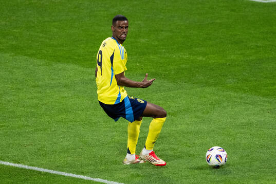 Alexander Isak of Sweden reacts