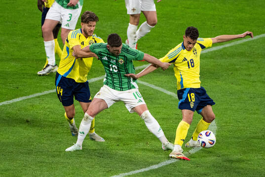 Jamie Donley of Northern Ireland against Anton Salétros