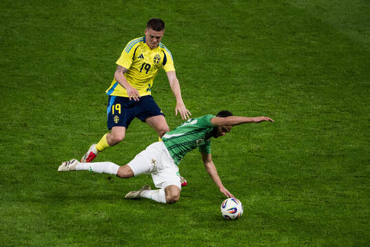 Emil Holm of Sweden and Brodie Spencer of Northern Ireland