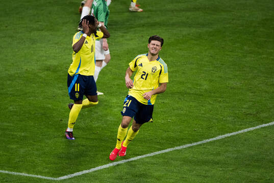 Besfort Zeneli of Sweden looks dejected