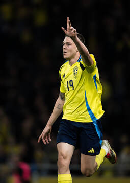 Emil Holm of Sweden celebrating the 1-0 goal
