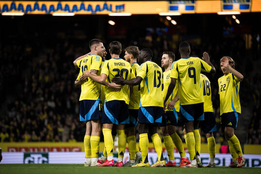 Emil Holm of Sweden celebrate with team mates
