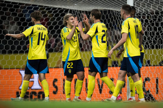 Sebastian Nanasi and Benjamin Nygren of Sweden celebrating