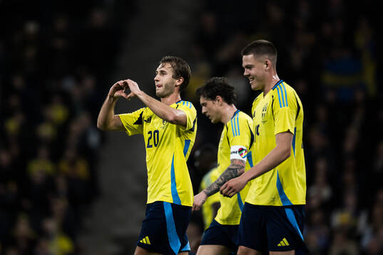 Benjamin Nygren of Sweden celebrating the 1-0 goal