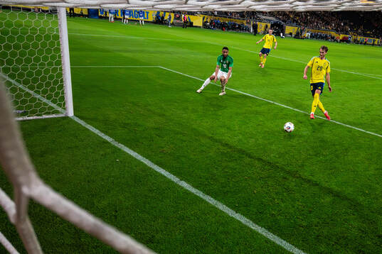 Benjamin Nygren of Sweden scores 2-0