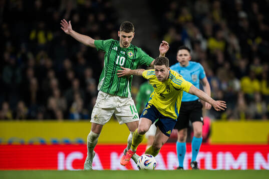Jamie Donley of Northern Ireland and Gabriel Gudmundsson of