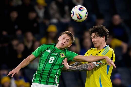 Callum Marshall of Northern Ireland and Victor Nilsson