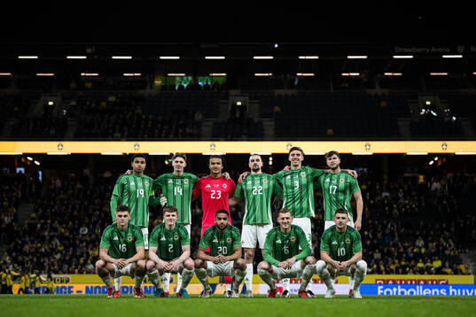 The starting eleven of Northern Ireland pose for a team