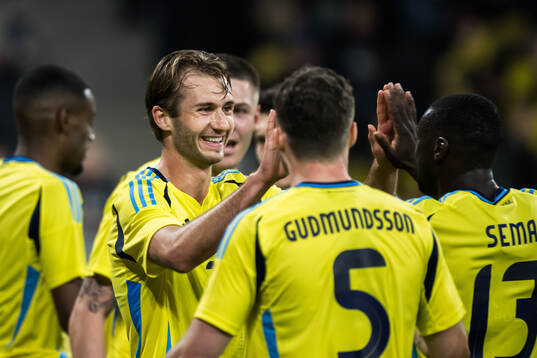 Benjamin Nygren of Sweden celebrates