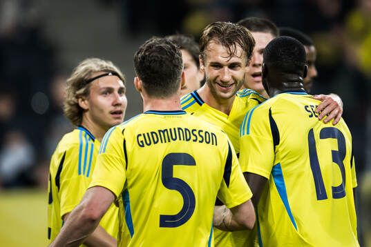 Benjamin Nygren of Sweden celebrating the 1-0 goal