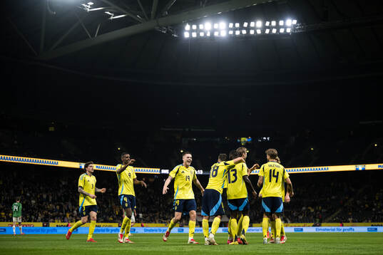 Emil Holm, Alexander Isak, and Ken Sema of Sweden