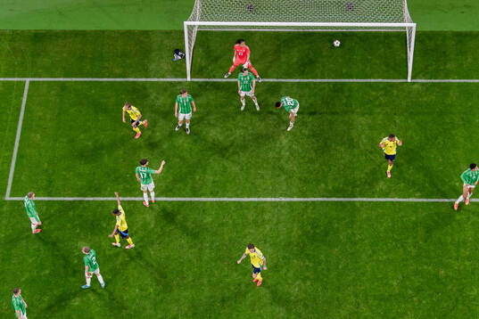 Goalkeeper Pierce Charles of Northern Ireland looks dejected