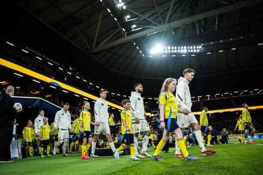 The players enter the pitch
