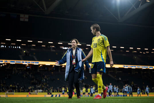 Media officer Petra Thorén and Benjamin Nygren of Sweden