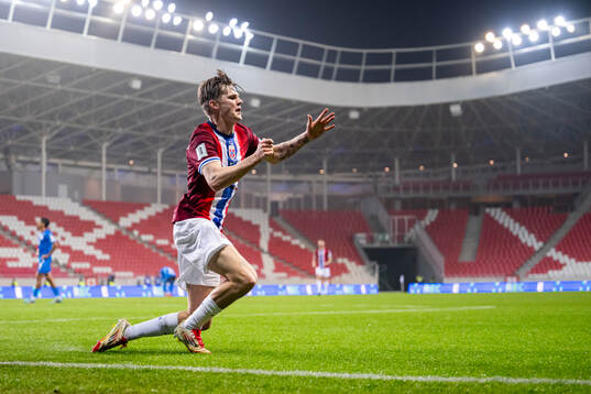 David Møller Wolfe of Norway celebrates 0-1