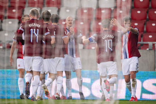 Alexander Sørloth of Norway celebrates