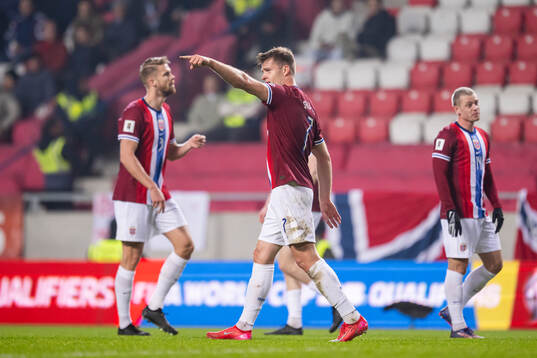 Alexander Sørloth of Norway celebrates
