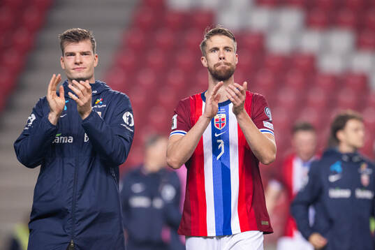 Patrick Berg and Kristoffer Ajer of Norway