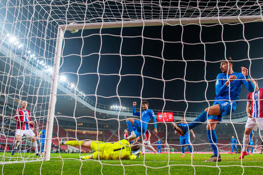 Erling Braut Haaland of Norway sees his attempt being saved