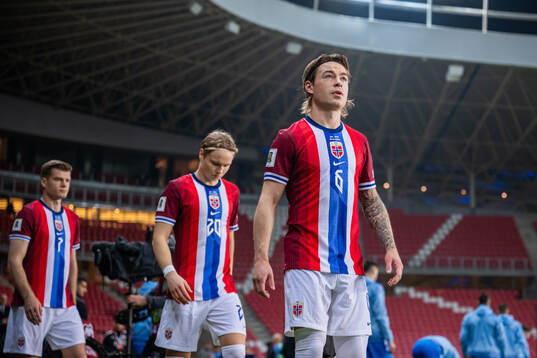Patrick Berg of Norway enters the pitch
