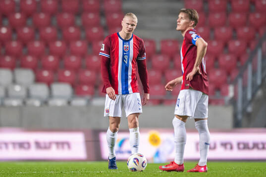 Erling Braut Haaland and Martin Ødegaard of Norway look