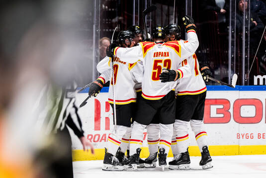 Brynäs Jordan Schroeder jublar