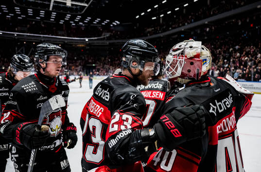 Malmö Redhawks Christoffer Forsberg och målvakt Oskar