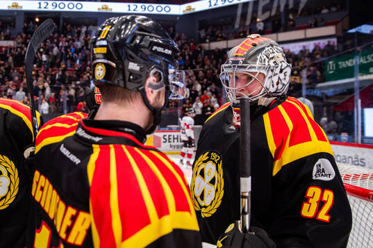 Brynäs målvakt Ludvig Persson jublar