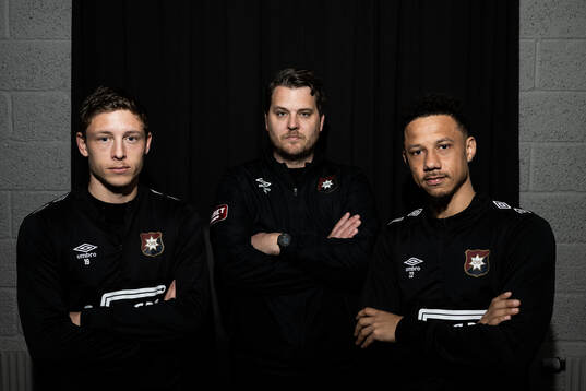 Anton Andreasson, tränare Andreas Holmberg och Tobias Sana
