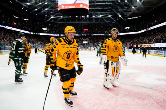 Skellefteås Måns Forsfjäll och målvakt Linus
