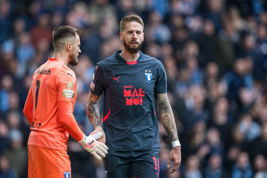 Malmö FFs målvakt Ricardo Friedrich och Pontus Jansson
