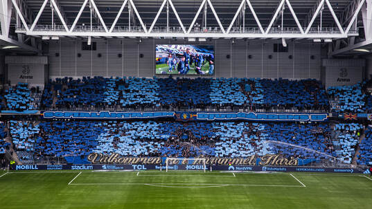Tifo till Djurgårdens Haris Radetinac som tackas av