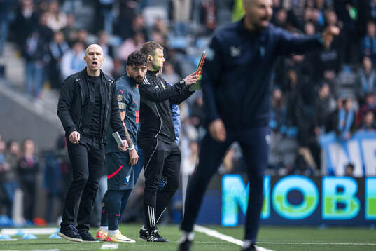Malmö FFs tränare Henrik Rydström och Sead Haksabanovic