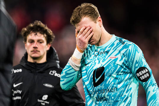 Mathias Dyngeland of Brann looks dejected