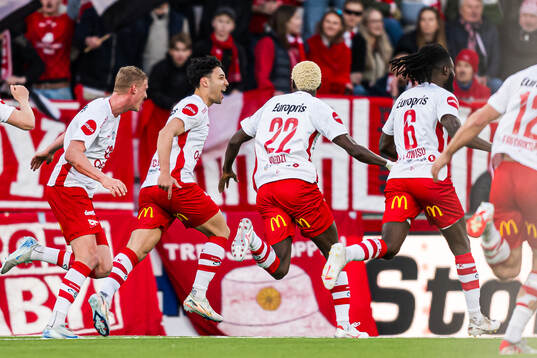 Ulrik Tillung Fredriksen of Fredrikstad celebrates