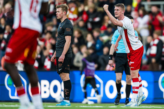 Emil Frost Holten of Fredrikstad celebrates