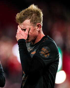 Aune Heggebø of Brann looks dejected