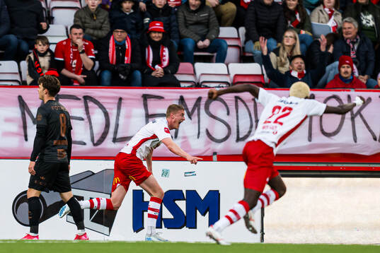 Emil Frost Holten of Fredrikstad celebrates