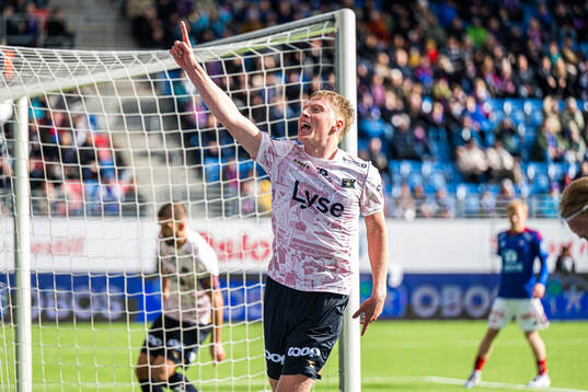 Hilmir Rafn Mikaelsson of Viking celebrates