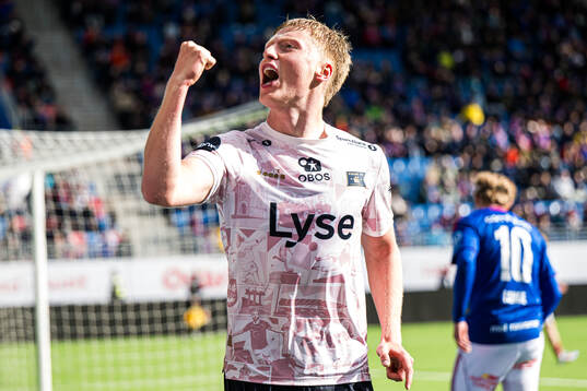 Hilmir Rafn Mikaelsson of Viking celebrates